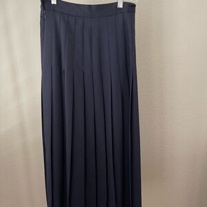 Laura Ashley Vintage Navy Pleated Midi Skirt S